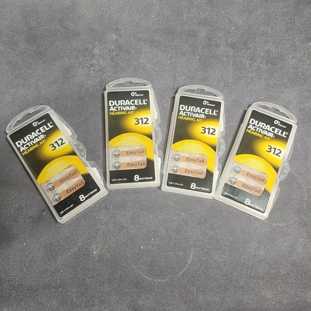 Duracell Activair Hearing Aid Batteries Zinc sz. 312 NEW Exp 04/27 4 Packs of 8